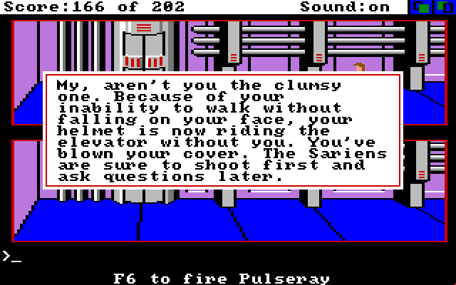 Space Quest: Chapter I - The Sarien Encounter Amiga Screenshot: My cover is blown!