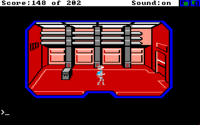 Space Quest: Chapter I - The Sarien Encounter Amiga Screenshot: Hmm, where do I go from here?