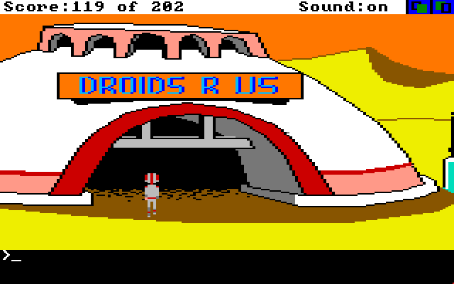 Space Quest: Chapter I - The Sarien Encounter Amiga Screenshot: Outside the Droids B Us.