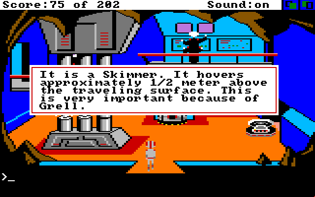 Space Quest: Chapter I - The Sarien Encounter Amiga Screenshot: Acquired a skimmer.