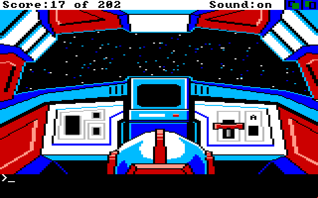 Space Quest: Chapter I - The Sarien Encounter Amiga Screenshot: Inside the escape pod.