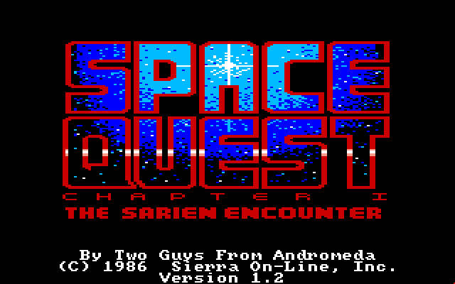 Space Quest: Chapter I - The Sarien Encounter Amiga Screenshot: Title screen.