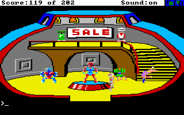 Space Quest: Chapter I - The Sarien Encounter Amiga Screenshot: There's several models of droids to choose from...