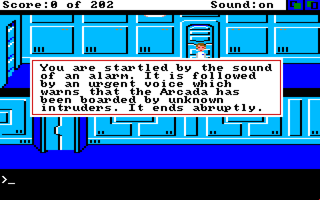 Space Quest: Chapter I - The Sarien Encounter Amiga Screenshot: Game start.