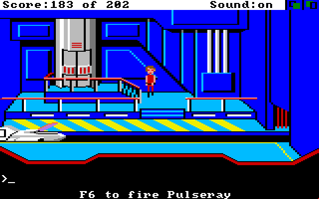 Space Quest: Chapter I - The Sarien Encounter Amiga Screenshot: An escape pod...hurry, let's get out of here!