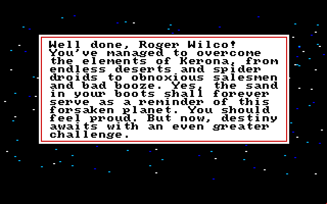 Space Quest: Chapter I - The Sarien Encounter Amiga Screenshot: I escaped Kerona!