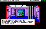 Space Quest: Chapter I - The Sarien Encounter for Amiga - Hiding in the laundry.