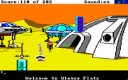 Space Quest: Chapter I - The Sarien Encounter for Amiga - Welcome to Ulence Flats!