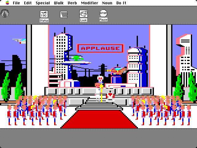 Space Quest: Chapter I - The Sarien Encounter Macintosh Screenshot: Mission success! Applause!