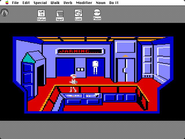 Space Quest: Chapter I - The Sarien Encounter Macintosh Screenshot: Found a fancy new space suit...