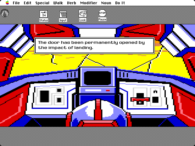 Space Quest: Chapter I - The Sarien Encounter Macintosh Screenshot: Survived a crash landing!