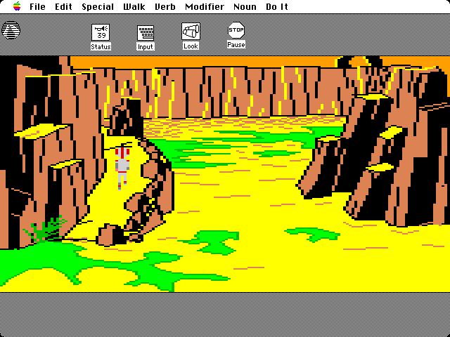 Space Quest: Chapter I - The Sarien Encounter Macintosh Screenshot: Starting my way up a path...