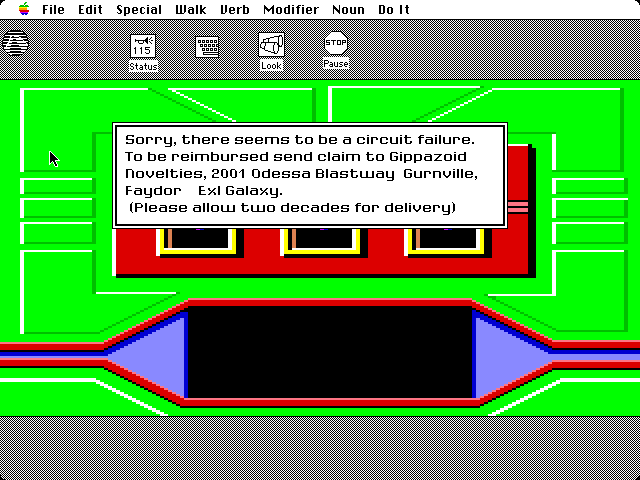 Space Quest: Chapter I - The Sarien Encounter Macintosh Screenshot: Oops, I broke the slot machine...