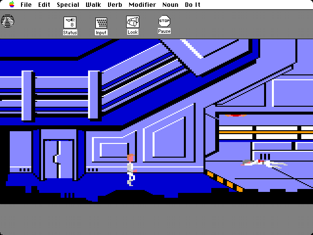 Space Quest: Chapter I - The Sarien Encounter Macintosh Screenshot: Searching for a way out of here...