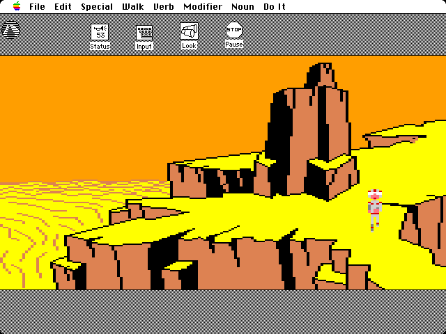 Space Quest: Chapter I - The Sarien Encounter Macintosh Screenshot: Walking back down the path...