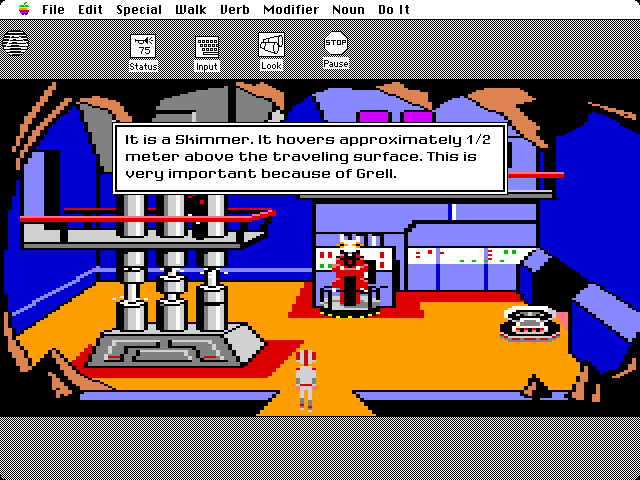 Space Quest: Chapter I - The Sarien Encounter Macintosh Screenshot: Acquired a sand skimmer.