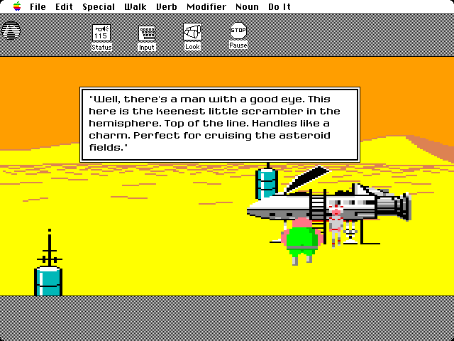 Space Quest: Chapter I - The Sarien Encounter Macintosh Screenshot: Looks like a good model to buy...