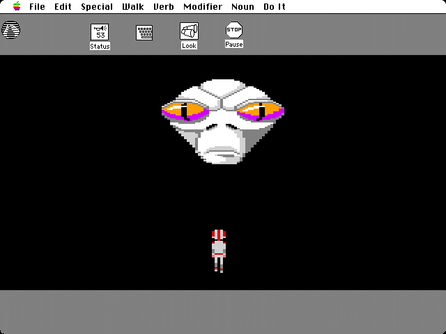 Space Quest: Chapter I - The Sarien Encounter Macintosh Screenshot: A giant hologram appears!