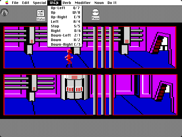 Space Quest: Chapter I - The Sarien Encounter Macintosh Screenshot: The Macintosh version of the game features additional pull-down menus.