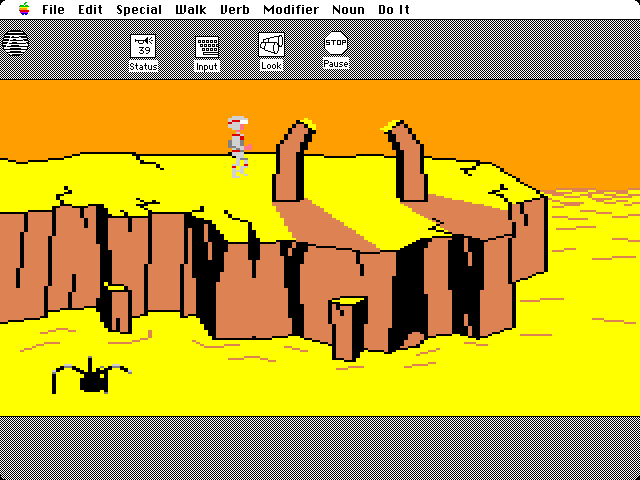 Space Quest: Chapter I - The Sarien Encounter Macintosh Screenshot: This rock formation looks suspicious...