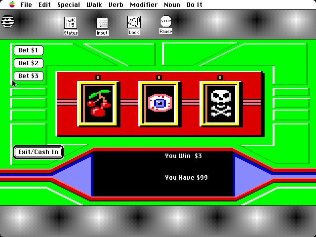 Space Quest: Chapter I - The Sarien Encounter Macintosh Screenshot: Won a few bucks...