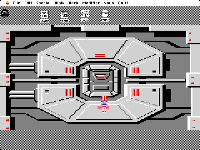 Space Quest: Chapter I - The Sarien Encounter Macintosh Screenshot: Outside the airlock...
