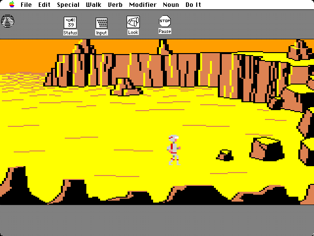 Space Quest: Chapter I - The Sarien Encounter Macintosh Screenshot: Let's see if there's anything over by these rocks...