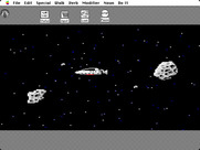 Space Quest: Chapter I - The Sarien Encounter for Macintosh - My robot guides me past the asteroids...
