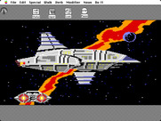 Space Quest: Chapter I - The Sarien Encounter for Macintosh - Sarien ship ahead!