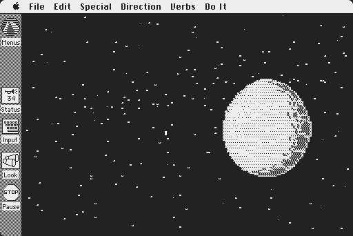 Space Quest: Chapter I - The Sarien Encounter Macintosh Screenshot: Landing on Kerona...