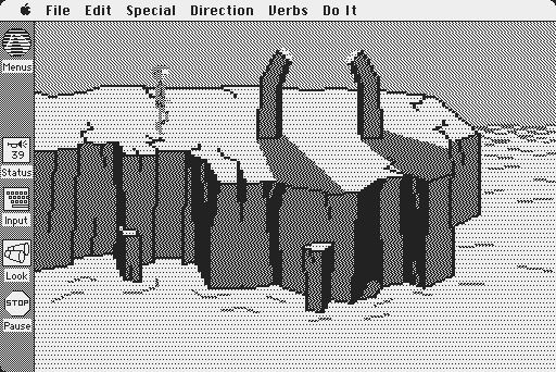 Space Quest: Chapter I - The Sarien Encounter Macintosh Screenshot: That's a mighty suspicious rock formation...