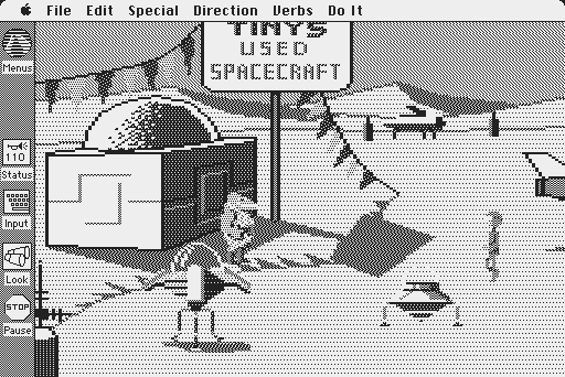 Space Quest: Chapter I - The Sarien Encounter Macintosh Screenshot: A used spacecraft would be handy...