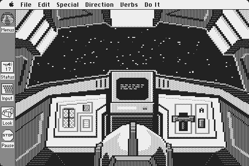 Space Quest: Chapter I - The Sarien Encounter Macintosh Screenshot: Inside the escape pod.