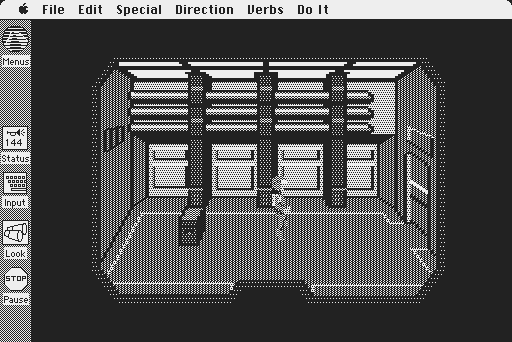 Space Quest: Chapter I - The Sarien Encounter Macintosh Screenshot: Which way from here?