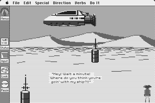 Space Quest: Chapter I - The Sarien Encounter Macintosh Screenshot: Taking off...