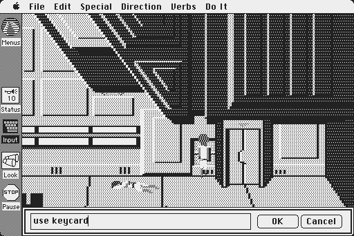 Space Quest: Chapter I - The Sarien Encounter Macintosh Screenshot: Good thing I have that keycard!