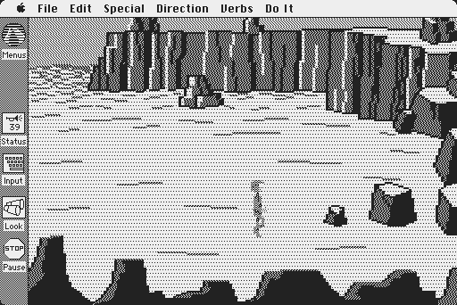 Space Quest: Chapter I - The Sarien Encounter Macintosh Screenshot: Let's see if there's anything over by these rocks...