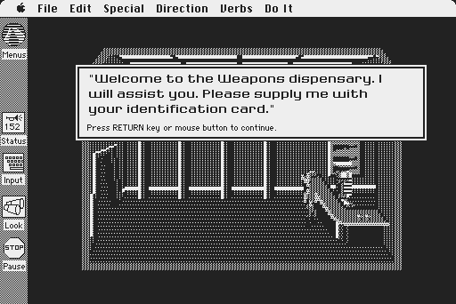 Space Quest: Chapter I - The Sarien Encounter Macintosh Screenshot: Luckily, I also stole an id card...