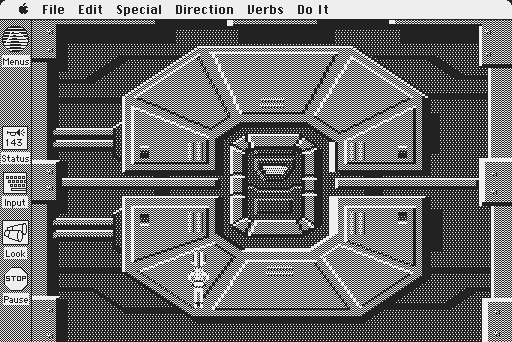 Space Quest: Chapter I - The Sarien Encounter Macintosh Screenshot: Outside the airlock.