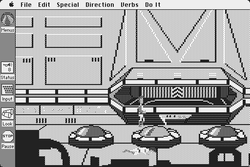 Space Quest: Chapter I - The Sarien Encounter Macintosh Screenshot: Looks like the control room here...