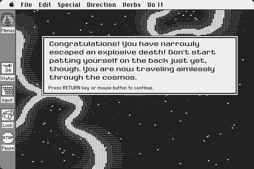 Space Quest: Chapter I - The Sarien Encounter Macintosh Screenshot: Escaped just in time...