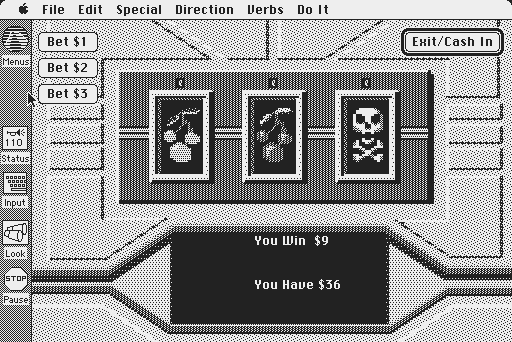 Space Quest: Chapter I - The Sarien Encounter Macintosh Screenshot: Won a few bucks at the slot machine.