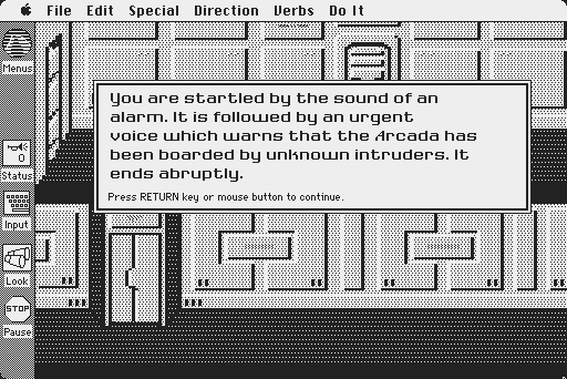 Space Quest: Chapter I - The Sarien Encounter Macintosh Screenshot: Game start.