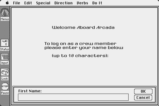 Space Quest: Chapter I - The Sarien Encounter Macintosh Screenshot: Welcome aboard Arcada!