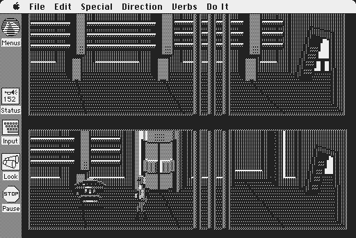 Space Quest: Chapter I - The Sarien Encounter Macintosh Screenshot: The robots are deadly if you're not in disguise.