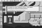 Space Quest: Chapter I - The Sarien Encounter for Macintosh - Hiding from a Sarien.
