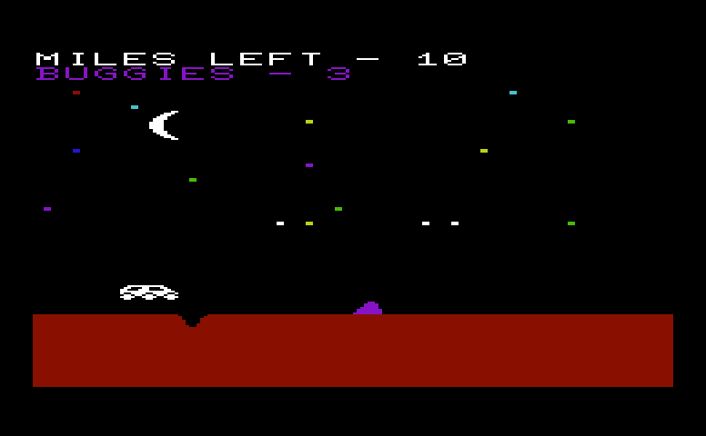 Cosmic Brewers Commodore VIC-20 Screenshot: Jumping over a crater...