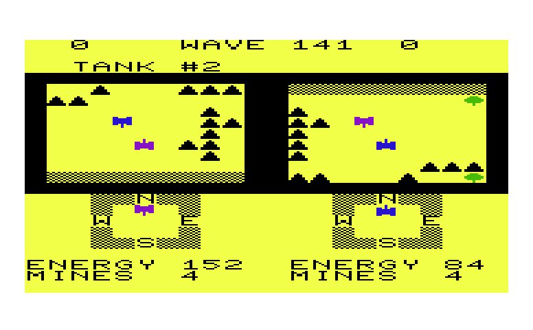 Ultimate Tank Commodore VIC-20 Screenshot: Battle ensues!