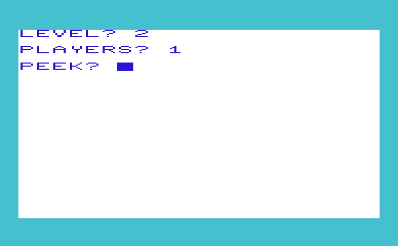 Ultimate Tank Commodore VIC-20 Screenshot: You can also choose 1 or 2 player games and optionally take a peek at the playfield.