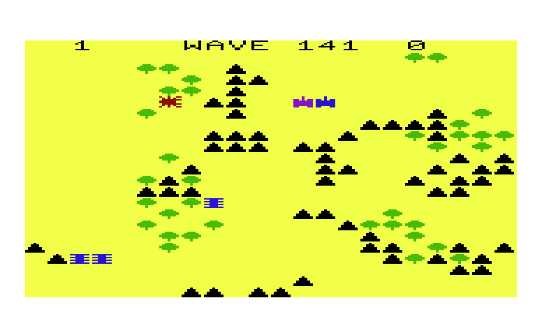 Ultimate Tank Commodore VIC-20 Screenshot: Game over, here's a peek at the full playfield.
